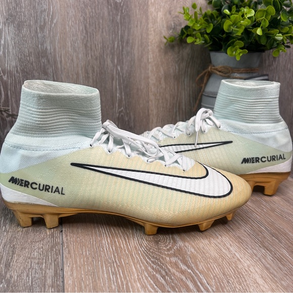 Nike Other - Nike Mercurial Men's Soccer Cleats in Light Green, White and Gold